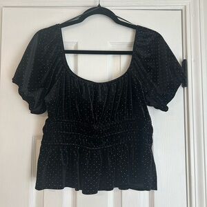 Velvet studded peplum top